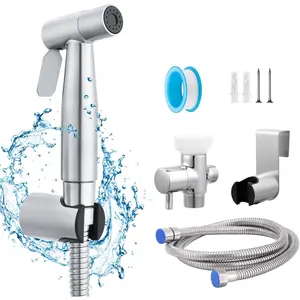 Multifunctional Hand-held Bidet , Bathroom Diaper Shower, , Hose and Accessories - Bidet Hand-held Toilet Sprinkler with Dual  Function( Pack)