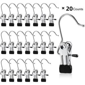 Ultimate Lightweight 20 Counts Anti-Rust Hanging Clips Clothespins, Travel Leggings Skirt Hanger Organizer for Home & More, Spacesaving Magic Hat & Pants Trousers Storage Rack Multipurpose Organized Hooks Clotheshanger