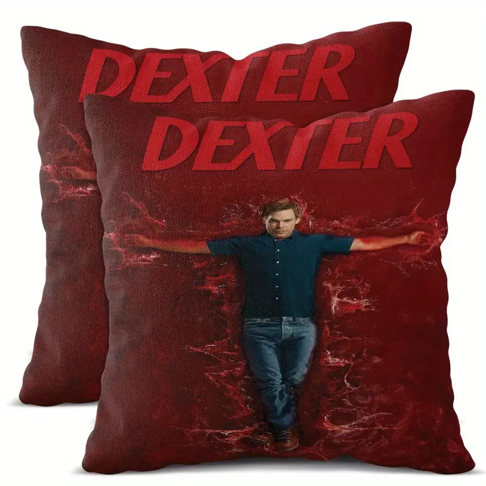 2pcs Dexter-Inspired Pillowcases, 100% Polyester Cushion Covers, Machine Washable, Contains No Filling, Stylish Home Decor for All Room Types, Ideal Gift for Fans