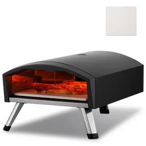 VEVOR Outdoor Pizza Oven, 12 Gas Fired Pizza Maker, Portable Outside Pizza Grill with Thickened Cordierite Pizza Stone, Waterproof Cover, Iron Spray Gas Oven with Foldable Leg for Camping Backyard