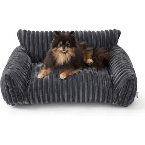 Cute Couch Bed for Pets, Supportive  Sofa for Indoor Cats, Small  Sofa Bed for Small Dogs, Grey, 24 inches