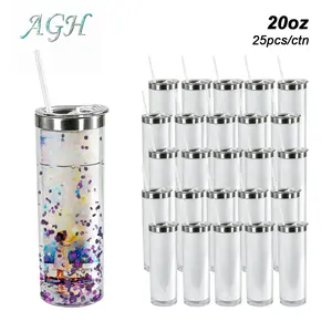 Pre-Order AGH US 25pcs 20oz Sublimation Story Board Stainless Steel Double Wall Snow Globe Tumbler With Plug Drinkware Flasks