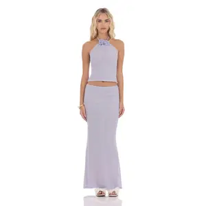 Crochet Florette Two Piece Set in Lavender