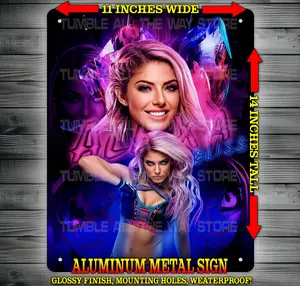 Alexa Bliss Wrestling Legend Bad Girl Metal Sign Wall Art 14x11" for Indoor or Outdoor use