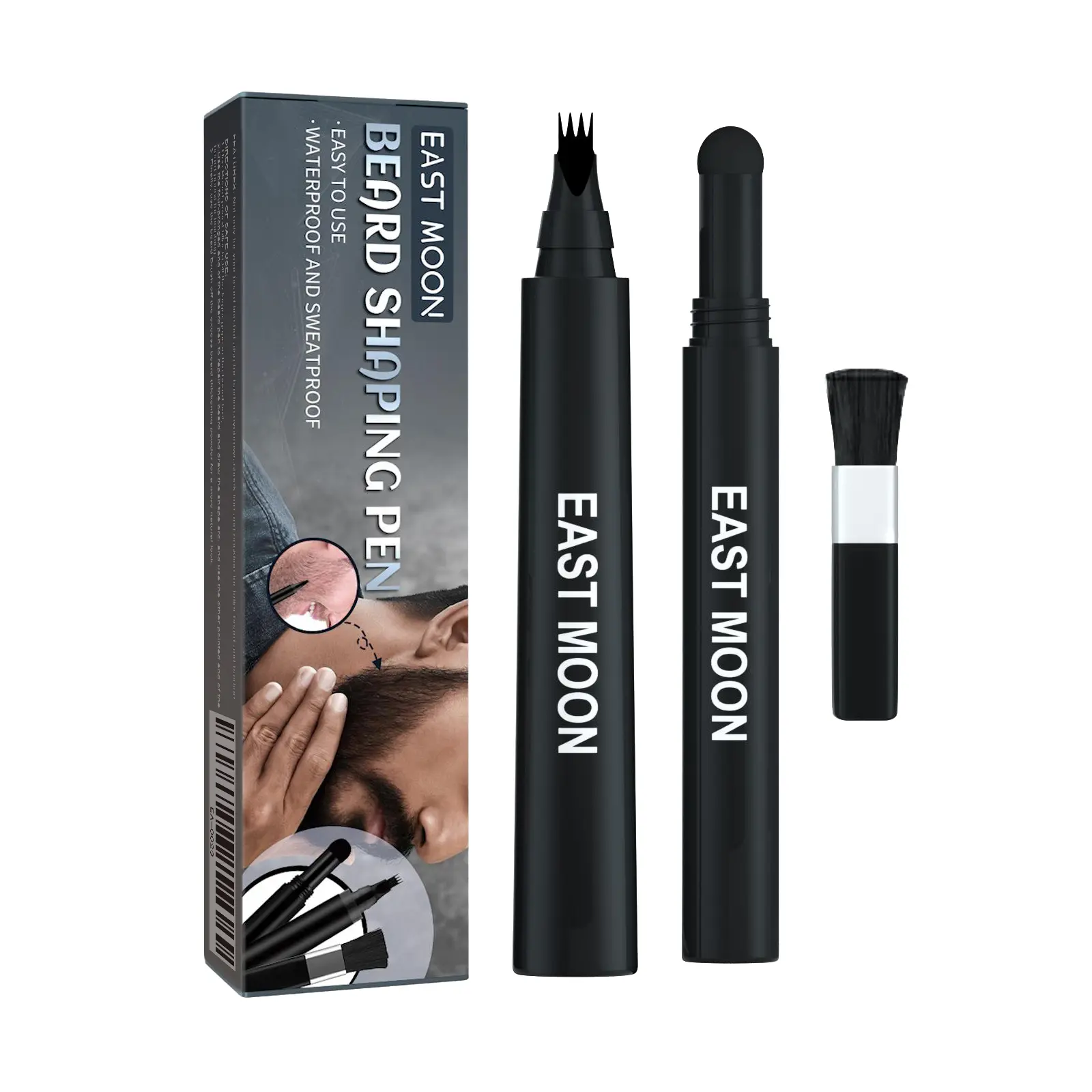 3-in-1 Beard Filling Pen Set for Men, Beard Shaping & Filling Tool with Powder Stick, Beard Pen and Brush, Professional Beard Styling Kit