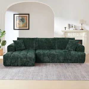 Chenille L-Shape Luxury Sectional Oversized Sofa, Mnimalist Design, Comfy Sleeper Couch for Living Room, Apartment&Reception Spaces, No Assembly Required