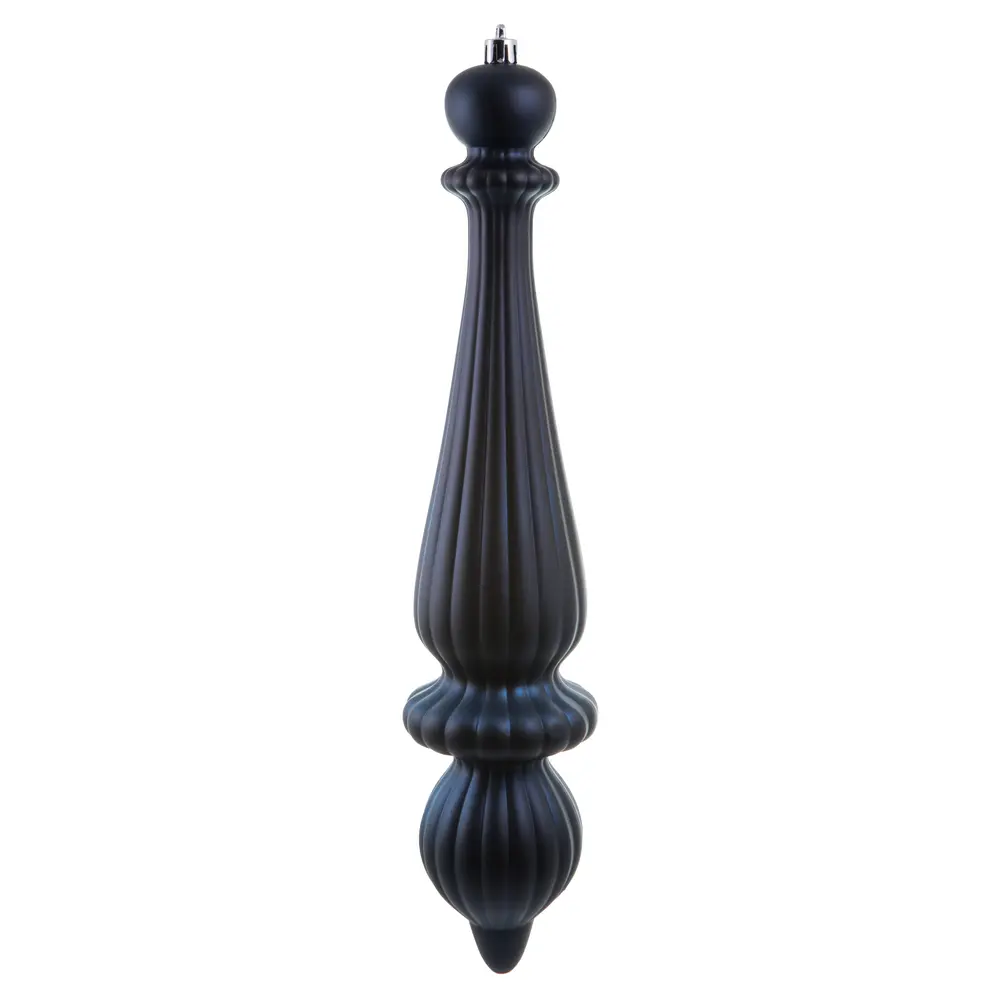 212 MAIN 14 in. UV Matte Finial Drop Plastic Christmas Home Decor Ornament, Midnight Blue - Pack of 2