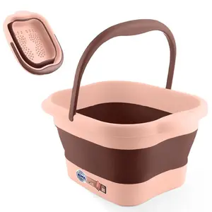 Collapsible Foot Bath Basin for Soaking Feet, Foot Soak Tub, Plastic Foot Bucket with Handles, Foldable Laundry Basket