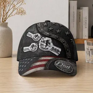Personalized Dad Fist Bump Hat – Custom Father’s Day Gift Cap with American Flag Design - 250th Anniversary USA Independence Day Semiquincentennial Gift Father’s Day & Birthday Gift for Dad, Daddy Grandpa, or Husband
