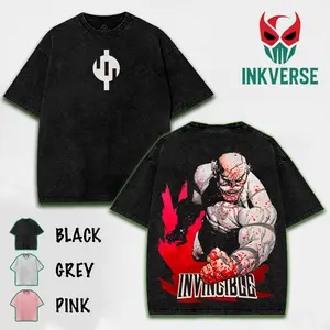 Invincible Conquest T-Shirt , Back and Front Print, Superhero Fans |  Invincible ss4 Comics T-Shirt, TV Show Comics Washed T-shirt invincible war graphic tee Menswear streetwear lover