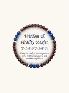 Natural Afghan Lapis Lazuli & Garnet Crystal Bracelet, Strengthen Vitality, Enhance Patience, Fashionable and Versatile Design Suitable for Wearing at Any Time