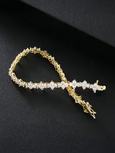 Iced Chics 7mm Cross Flower Zircon Hip Hop Bracelet, Tennis Chain Hand Chain, Unisex Fashion Accessory, All Seasons Wearable