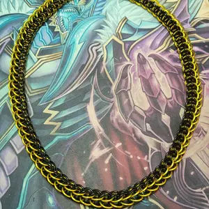 Unisex Bi-Color Small Chainmail Necklace - Adonized Aluminum Material - No Clasp