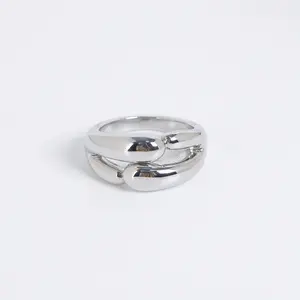 Sculptural Interlocked Ring –Silver Plated