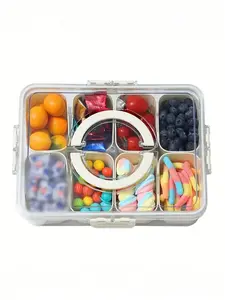 1pc Divided Serving Tray With Lid And Handle - 8-Compartment Snack Box For Portable Snack Platters And Home Decor - Perfect For Parties, Entertaining, And Travel