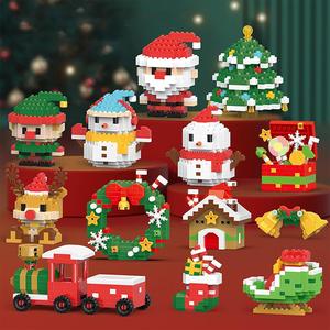 12-Piece Christmas Building Block Set, Abs Material, Santa Claus, Snowman, Reindeer, Tree, Ages 6+, Holiday Gift, Creative Construction Kit