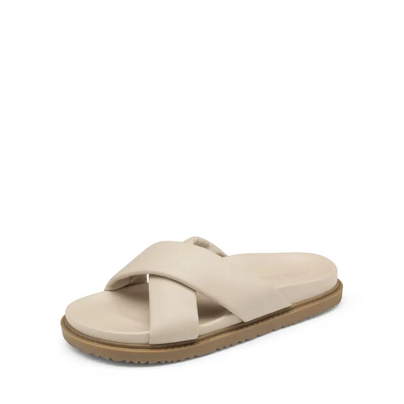 Dream Pairs Women's Minimal Casual Trendy Slip-On Slider Sandals - Fashionable Flat, Modern, Roomy, Anti-Skid, Textured, Supportive Cushioned Footbed, Round Toe, Indoor Footwear, Fashionable Flat Sandals