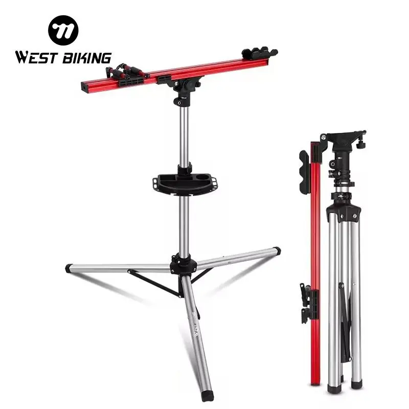 West Biking Bike Repair Stand for Home Mechanics, Compact Tripod Design in Anodized Aluminum Alloy, Adjustable with 360° Rotating Clamp for MTB & Road Bikes, Tripod Legs, Rotating Base, 16-29 Inch Bikes