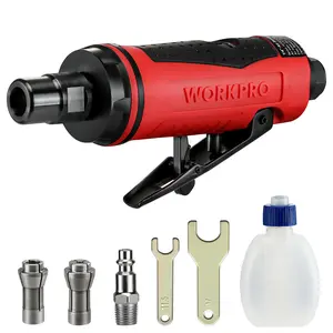 #SpringGlowUp WORKPRO 1/4-Inch Pneumatic Straight/Air Angle Die Grinder, 25000RPM, Air-Powered Die Grinder for Grinding, Cutting, Polishing, Welding Repair, Deburring, 1/4" & 1/8" Collets Included