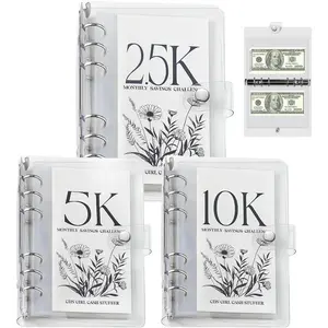 12-Month Money Savings Challenges Book with Envelopes, 3 Pcs Money Saving Binder for Cash Saving, Suitable for Office, Home and School (2.5K+5K+10K)