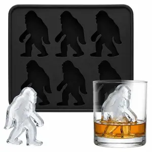 2026 New Bigfoot Ice Mold, 6 Cavity Monster Ice Tray Sasquatch Shape Silicone Ice Cube Mold, Reusable Funny Bigfoot Ice Cube Mold for Whiskey Party Drinks DIY Ice Cubes