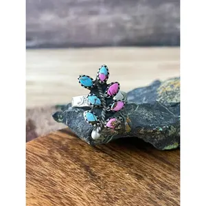 Handmade Sterling Silver Cotton Candy Adjustable Ring "Signed Nizhoni"