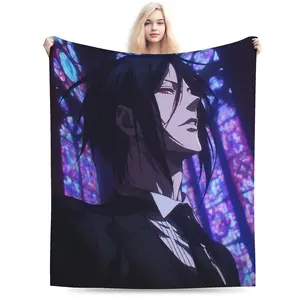 Black Butler, comfortable and warm, suitable for sofa, office and travel - multi-functional four-season gift blanket with charming design, living room decoration accessories 105