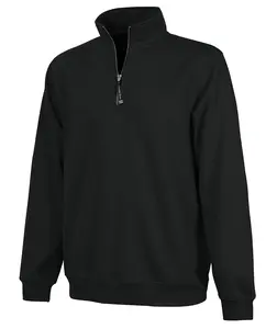 Charles River Apparel Youth Crosswind Quarter-Zip Knitwear Sweatshirt - Long Sleeve, Knit Cotton Yarn, Relaxed Fit, Plain, Zipper, On-Seam Pockets, Comfortable Casual Everyday Layering Top
