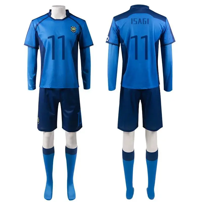 Anime Rin Itoshi Cosplay Costume Set for Anime Fans - U20 Match Football Jersey, Isagi-Set 1 Soccer Uniform, Captain's Armband, Wig, Gloves, Cosplay Clothes