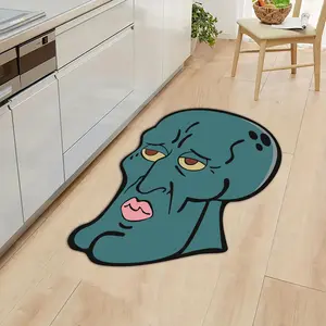 Funny Cartoon Squidward Pattern Irregular Rug, Creative Design Non-slip Soft Floor Mat, Household Decorative Rug for Home Living Room Bedroom Kitchen