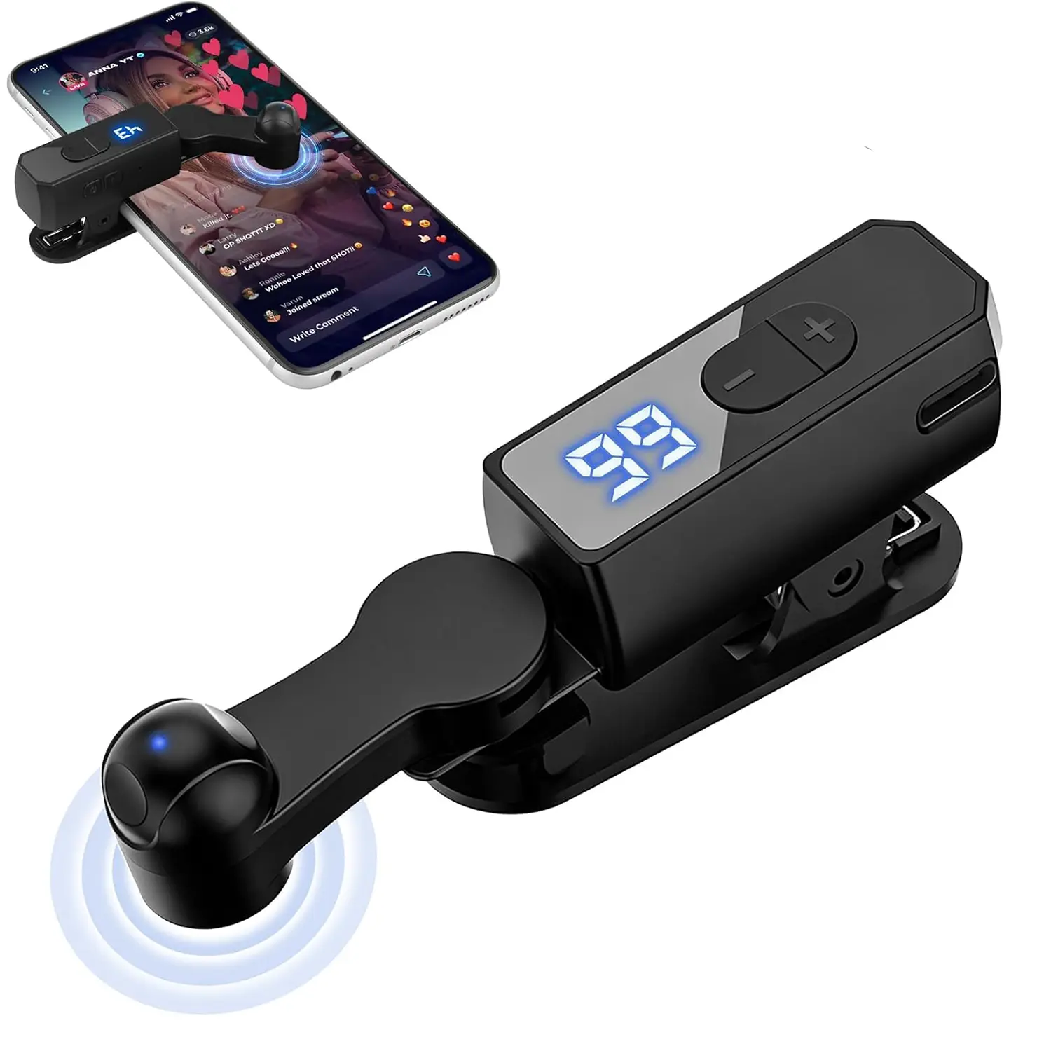 Automatic Smartphone Clicker - Auto Screen Tapper for Phone, Auto Clicker with Silent Operation, Adjustable Rubber, LED Display, Smartphone Camera Accessories for Live Likes, Game Use