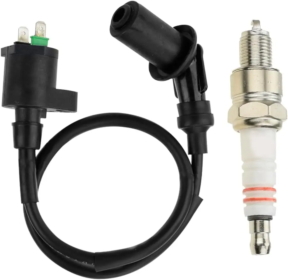 Mandark High Performance Racing Ignition Coil with Electrode Spark Plug, Vehicle Interior Accessories, Compatible with GY6 50cc 125cc 150cc Motorcycle ATV Scooter Moped Go Kart