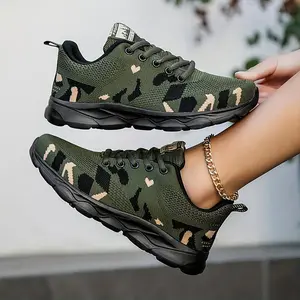 Women'SCamoPrintBreathableMeshSneakers-Lightweight,ComfortableLace-UpCasualShoesWithEVASoleGift