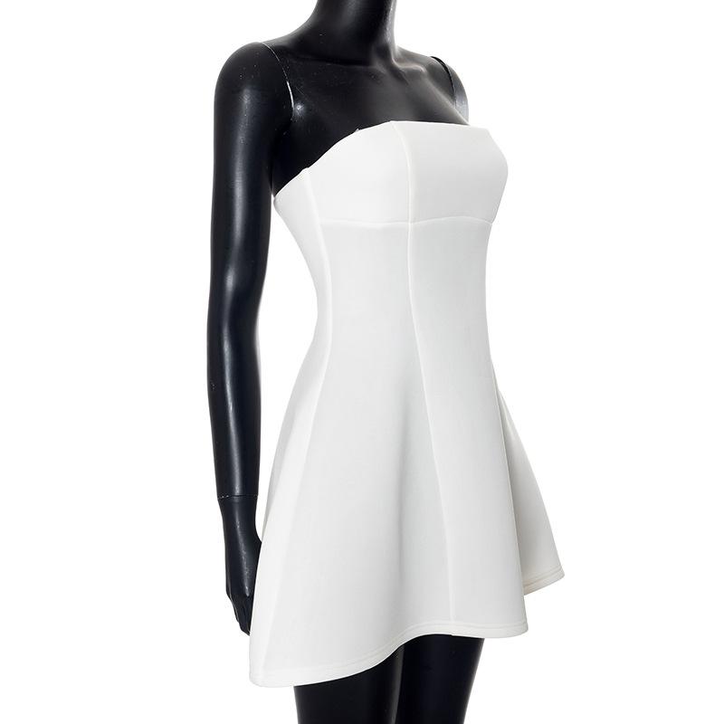 Fashion Tube Dress Summer Solid Color Sasual Backless Slim Short Dresses Party Womens Clothing