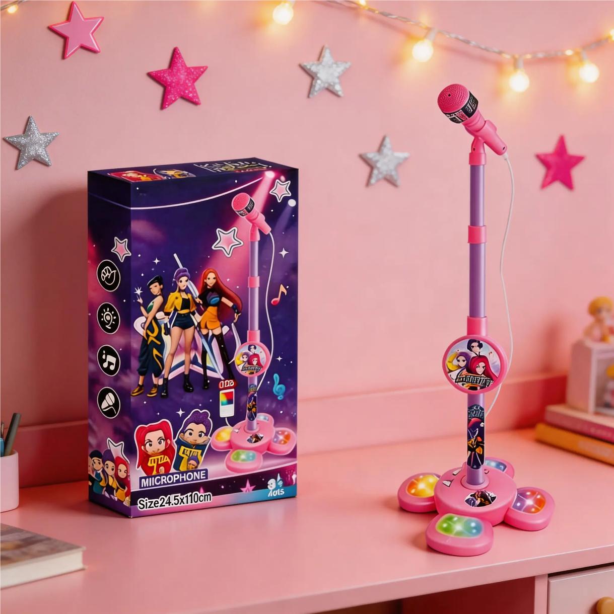 Kpop Microphone Toy, Guitar Toy, K-pop Karaoke Machine Toy with Light, Singing Machine Toy, Fun Music Toy for Kids, Birthday Gift for Girls, Perfect Birthday Gift for children Aged 3-8