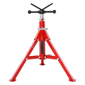 VEVOR V Head Pipe Stand 1/8-12 inch Capacity, Adjustable Height 24-42 inch, Pipe Jack Stands 2500 lbs Load Capacity, Portable Folding Pipe Stands, Carbon Steel Body More Durable