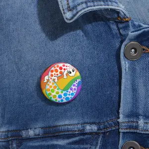 Rainbow gecko Pin Buttons lizard, reptile, lgbtq, pride