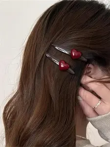 Heart Shaped Flat Hair Clips, Cute Hair Accessories for Women & Girls, Minimalist Headwear Suitable for Thick Hair, Fashion Hair Accessories for Party, Daily Clothing Decor