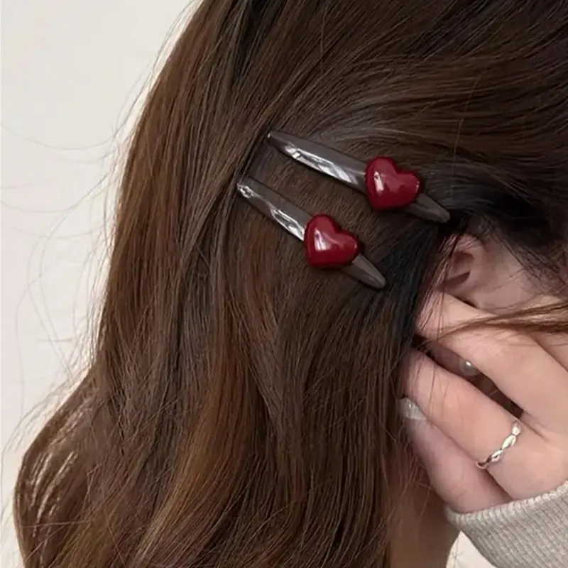 Heart Shaped Flat Hair Clips, Super Cute Clips, Cute Hair Accessories for Women & Girls, Minimalist Headwear Suitable for Thick Hair, Fashion Hair Accessories for Party, Daily Clothing Decor Hairclips