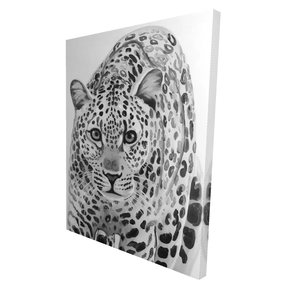 360 stand Artistic Leopard Ready-to-Attack Black Wall Art, 36x48in Animal Print Wildlife Poster, Home Decor for Bedroom, Artwork, Decoration