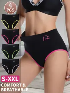 Women's Comfortable Breathable Seamless Panties, 4 Pack, Elegant Butt Lifting, Suitable for Daily Wear, Dates, Shopping, Work, Special Occasions