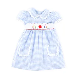 ABC Smocked Light Blue Gingham Cassie Dress