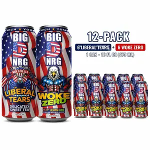 Big D Energy Drink – Freedom Variety Pack – 12 Pack Energy Drinks (6 Liberal Tears + 6 Woke Zero) 90mg Caffeine – Natural Low Calorie USA Made – 16oz Cans