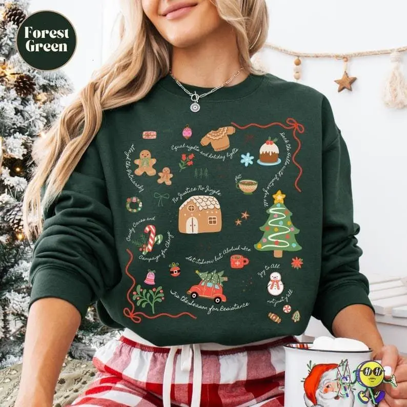 [Sale Up To 50%] Subtle Anti Tr.ump Holiday Sweatshirt: Doodle Christmas Liberal Values Political Protest Sweatshirt, streetwear graphic tee