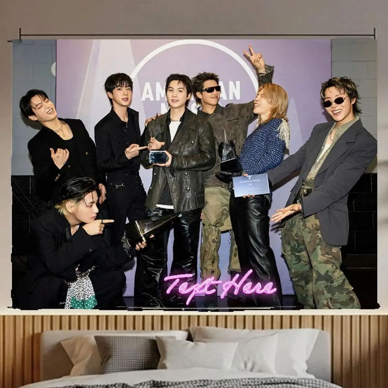 Bangtan Hanging Tapestry | Bantan Boys | Personalized Wall Art | Polyester Fabric | Ship Flag Banner
