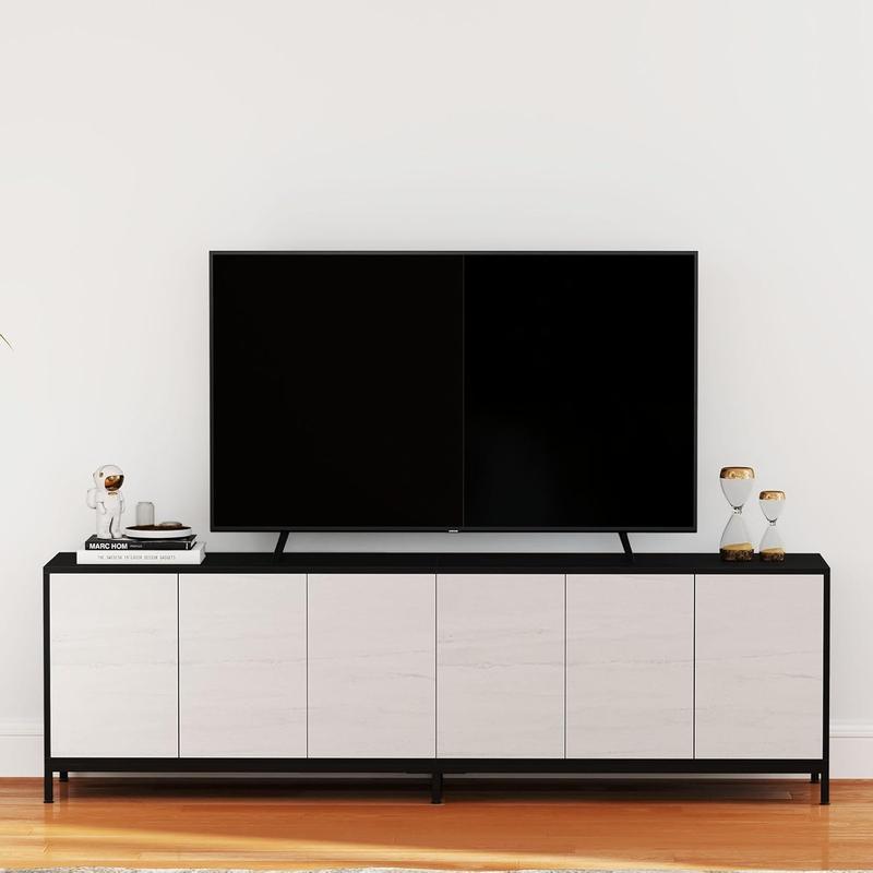 [TikTokShopBlackFriday]CANMOV TV stand for 80" and 85" TVs, modern entertainment center with 6 doors, long console table for living room, bedroom