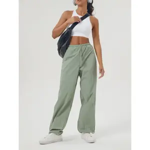 Women's Lightweight Quick-drying Outdoor Loose Trousers, Elastic Drawstring Waist with Side Pockets, Sports Contrasting Lines Dungarees, Suitable for Hiking and Outdoor Activities