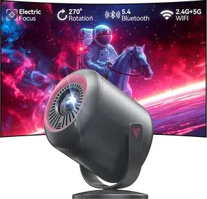 Projector with Stand, [Electric Focus] 1080P WiFi Projector with Bluetooth, Portable Movie Projector for Indoor Outdoor Use, HDMI/USB/Type C/3.5mm AV for IOS/Android/Windows/TV Stick/PS5