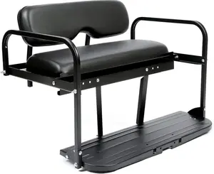 Rear Back Seat Kit Compatible with Pre-1994 EZGO Marathon Flip Folding Steel Frame Leather Seat Black