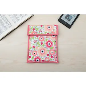 Quilted Tablet Sleeve or Book Sleeve Snap Closure - Floral - Book Cozy - Handmade - 2 Sizes Available